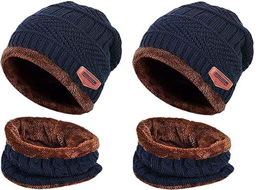 Winter Knit Neck Warmer Scarf and Set Skull Cap for Men Women Winter Cap 2 Piece Combo Pack